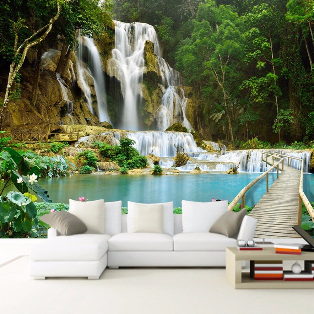 Waterfall Landscape 3D Non-woven TV Background Photo