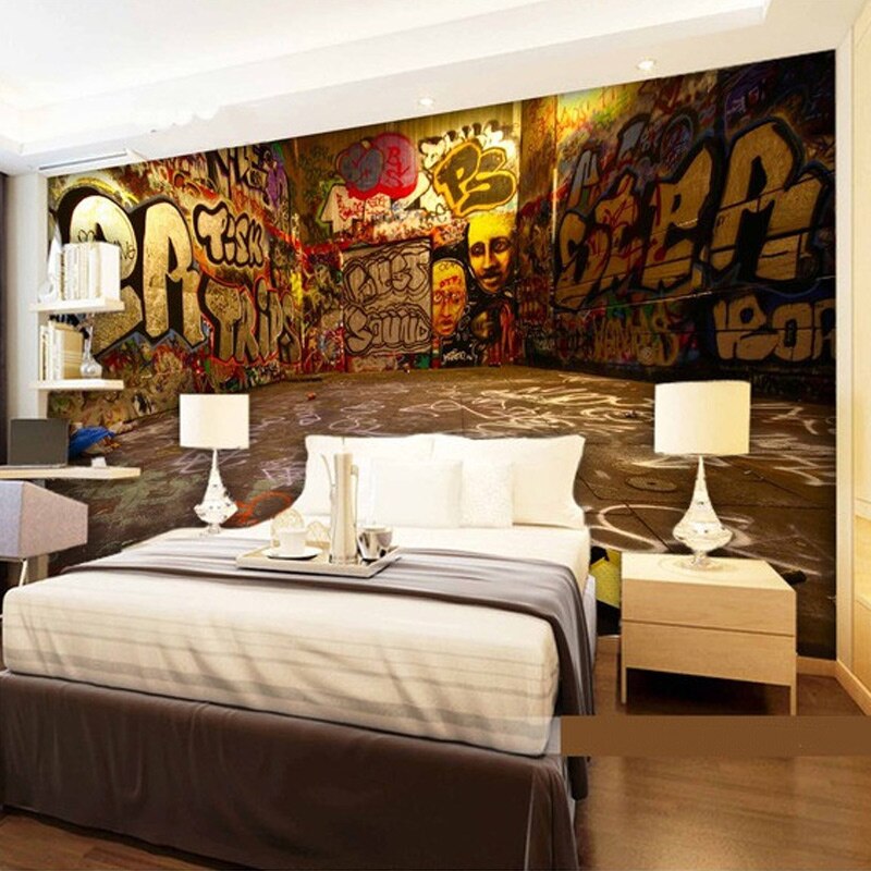 Custom Mural Wallpaper 3D Colorful Graffiti Retro Modern