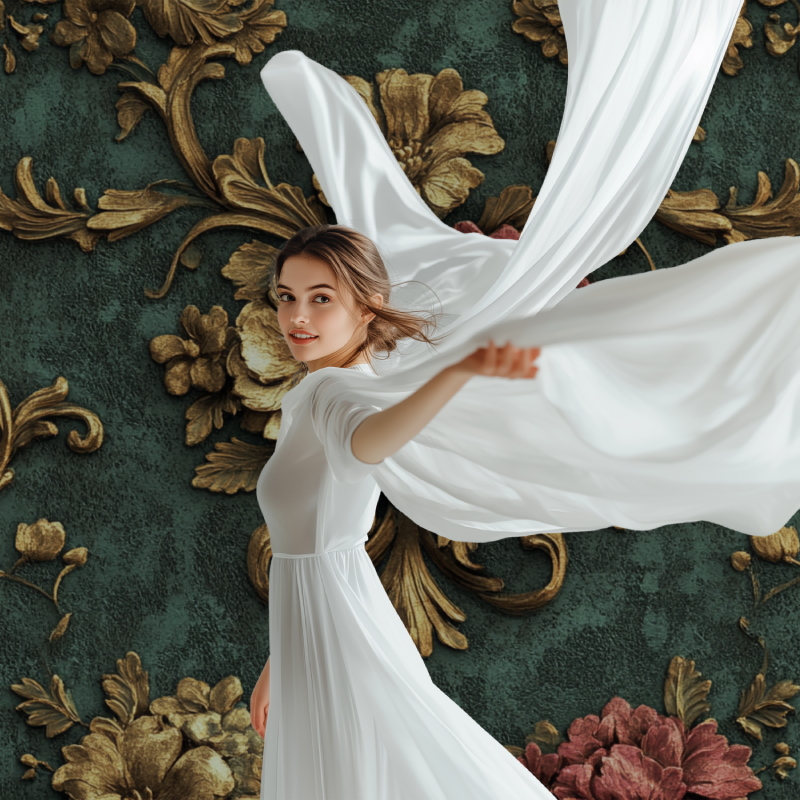 Papier peint fleur baroque modele