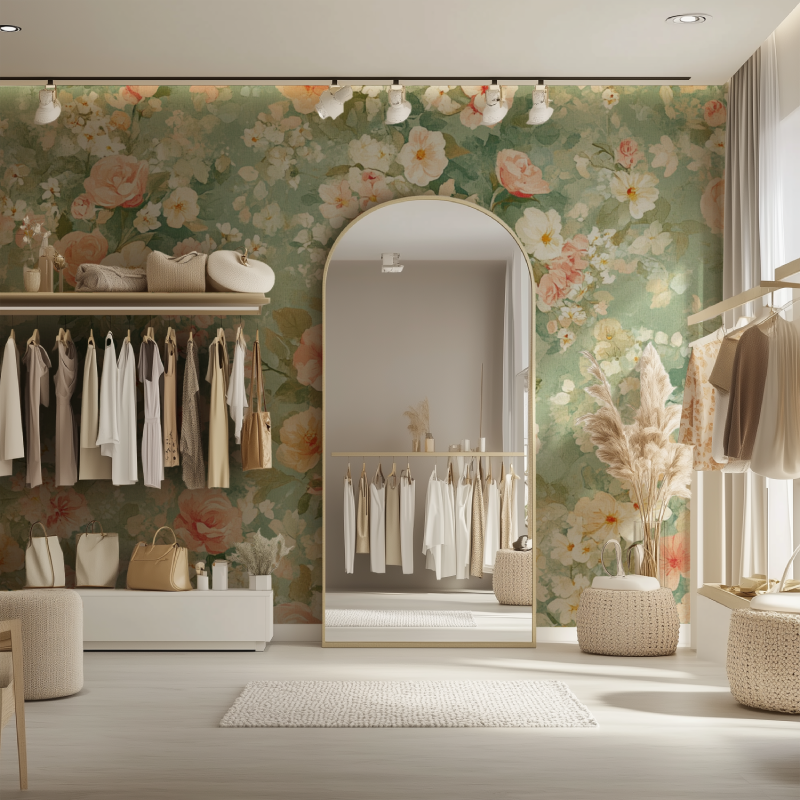 Papier peint vintage enfants fleuris dressing