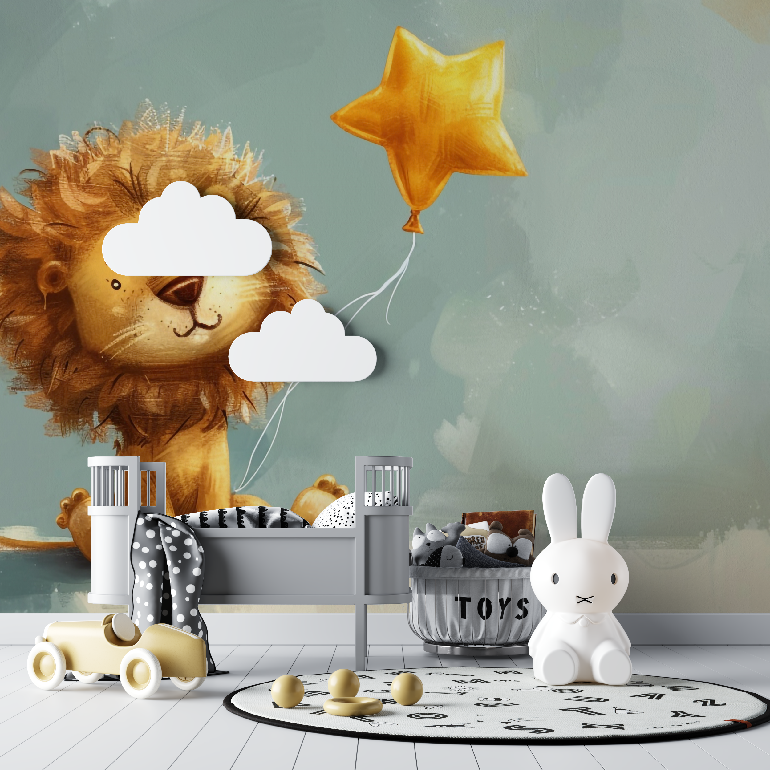 Papier peint lion petite etoile bebe tipi