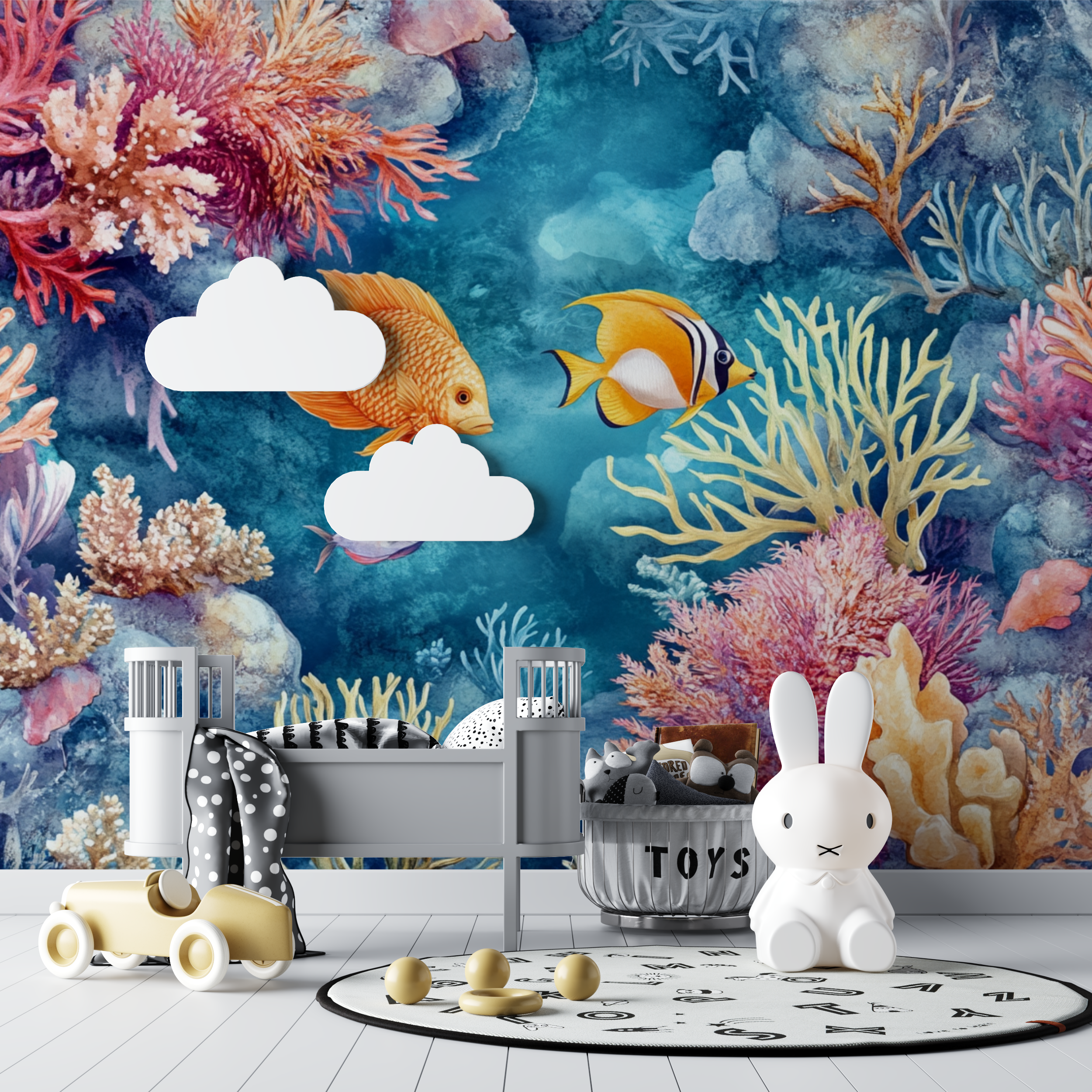 Papier peint marin poisson au fond de leau bebe tipi