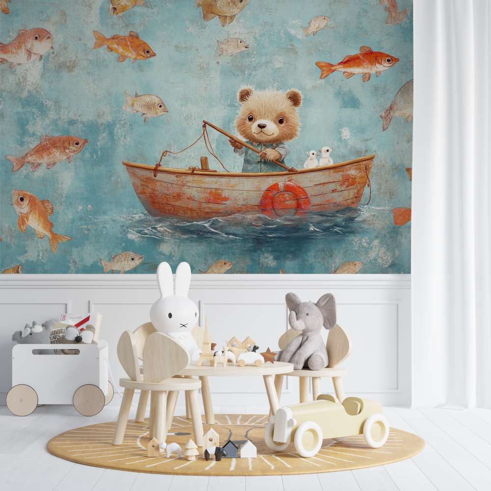 Papier peint marin petit pecheur chambre de bebe