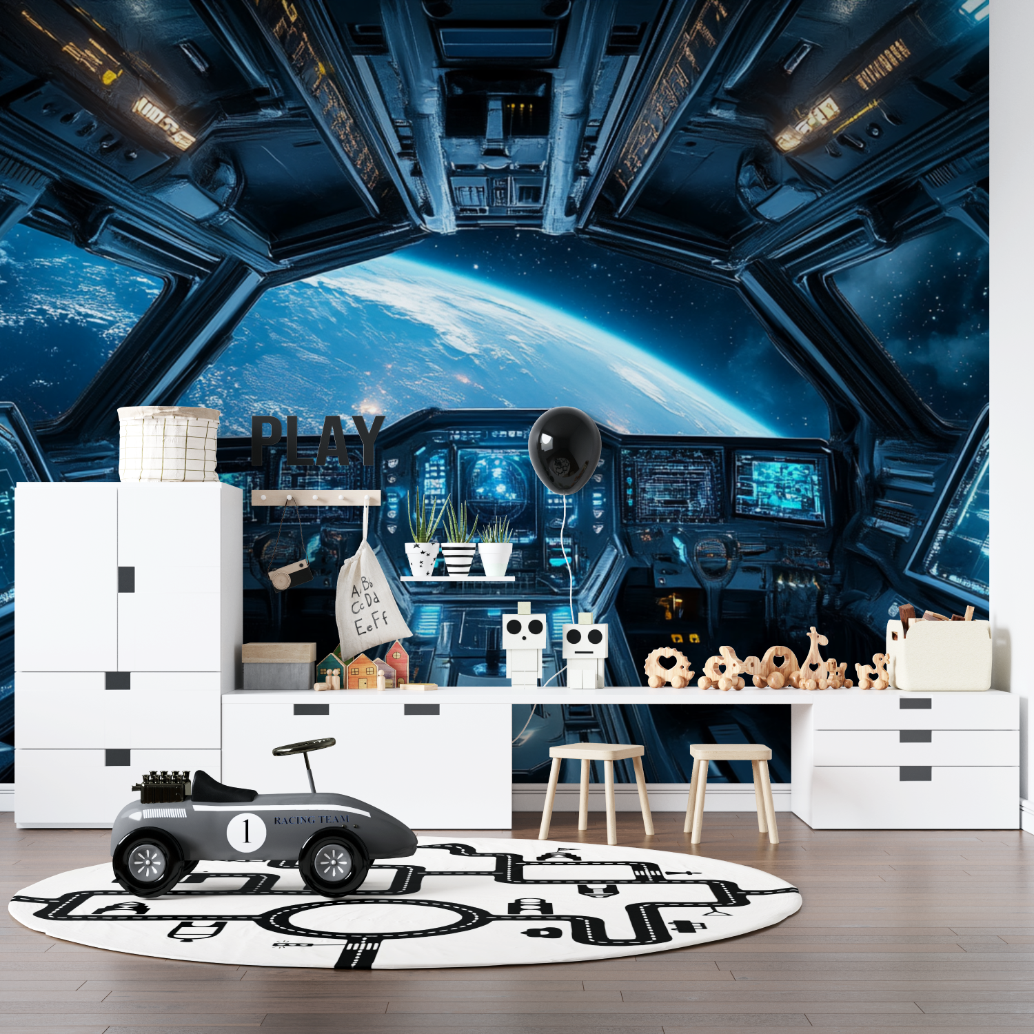 Papier peint cockpit spatial pano anime