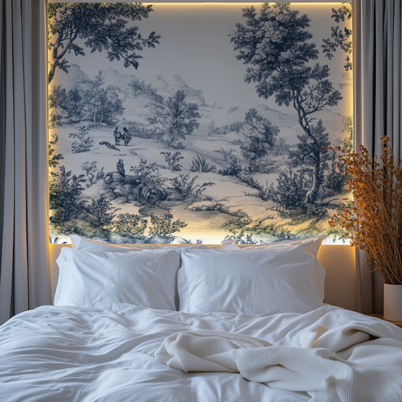 Papier peint vintage jouy chambre premium