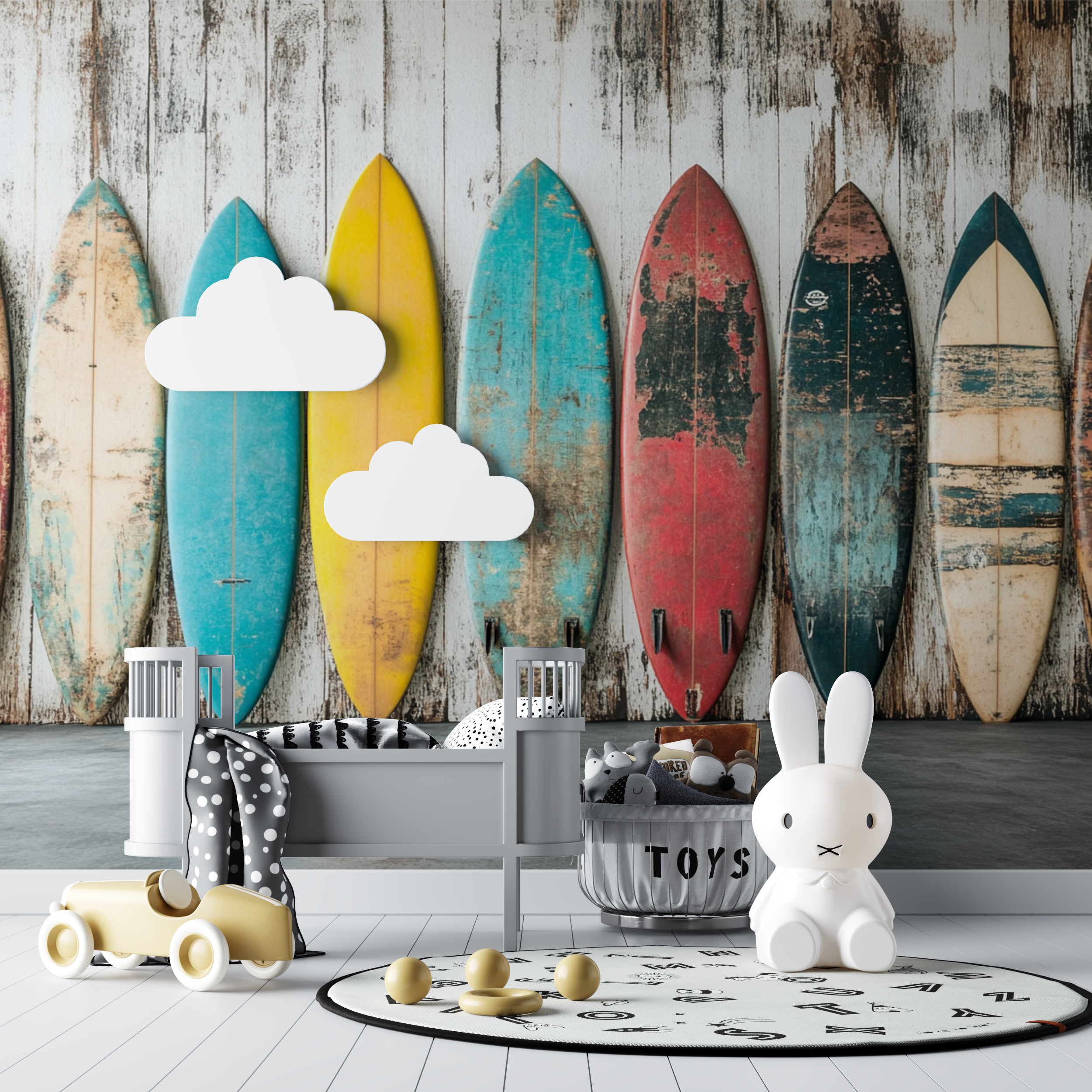 Papier peint ado classique surf vintage bebe tipi