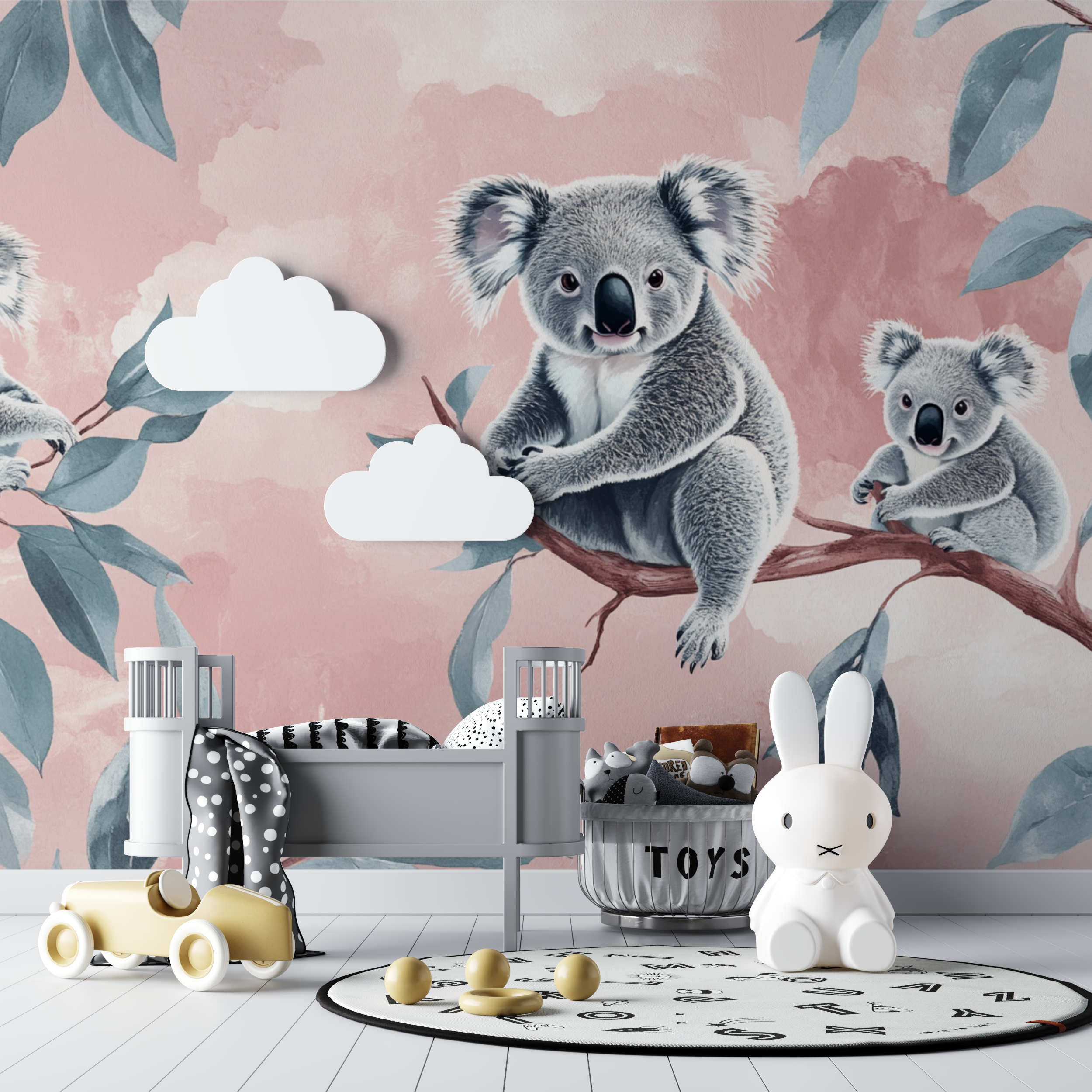 Papier peint koala et ciel poudreux bebe tipi