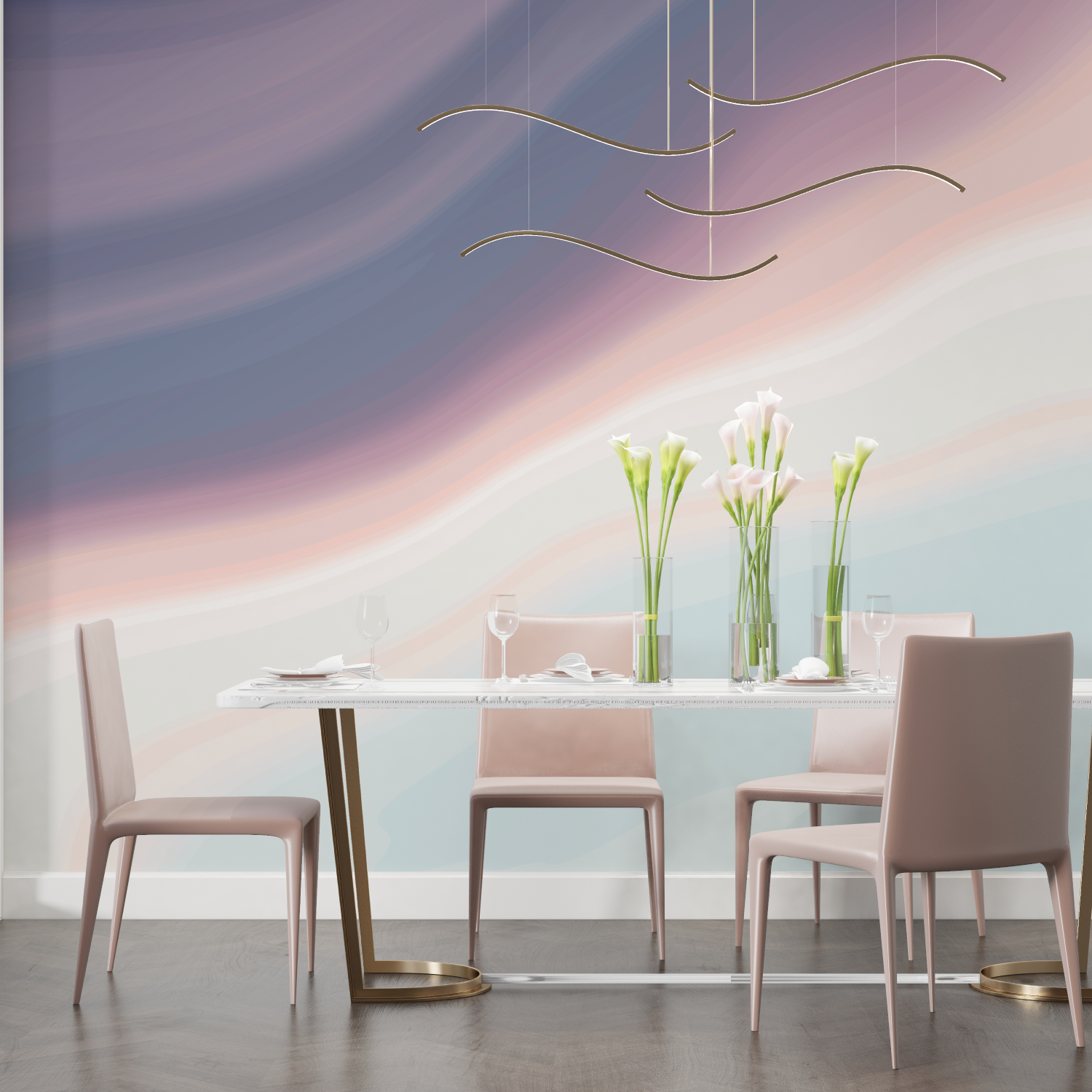 Papier peint aquarelle degrade boheme salon