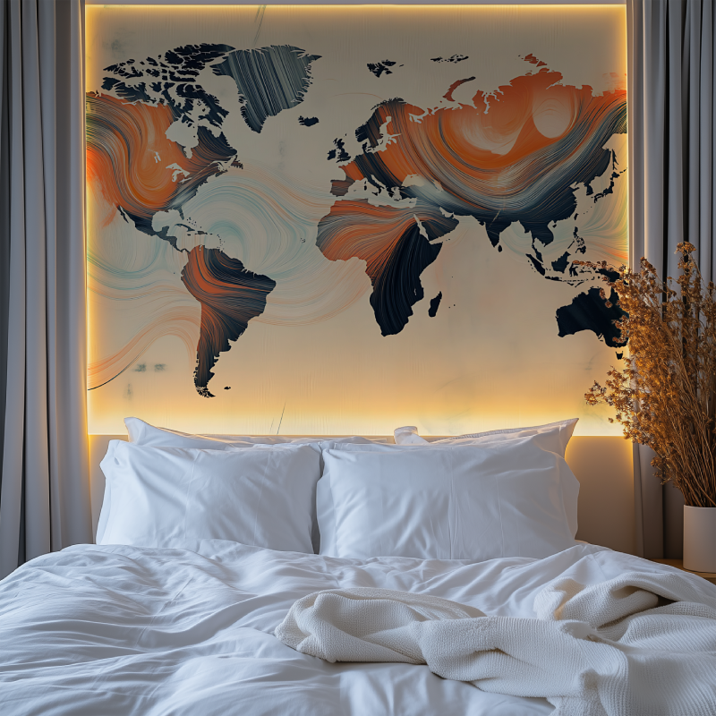 Papier peint carte du monde artistique chambre tendanc