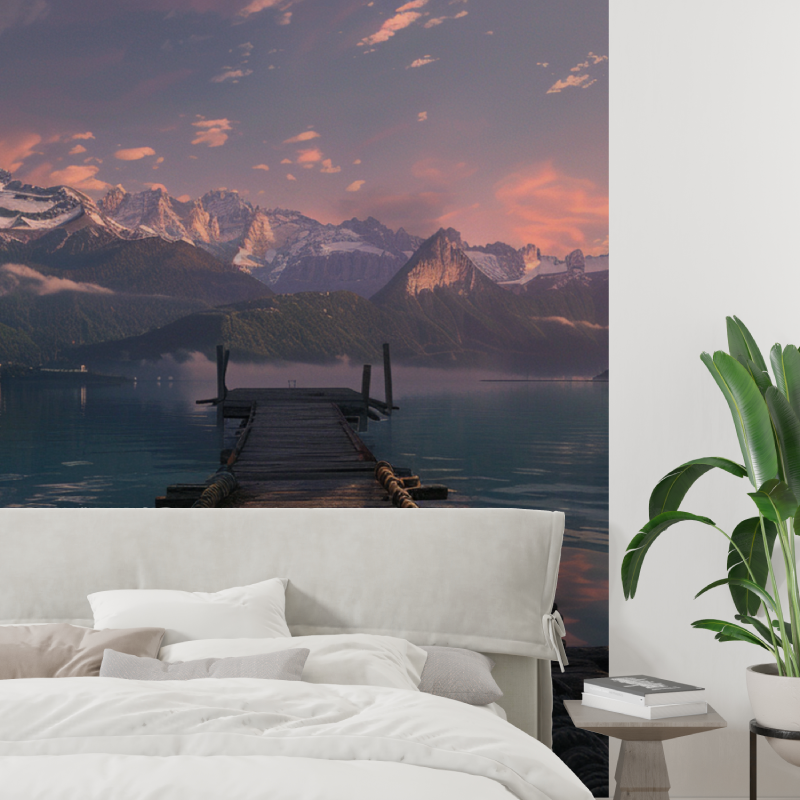 Papier peint ponton lac dannecy tapisserie tendance