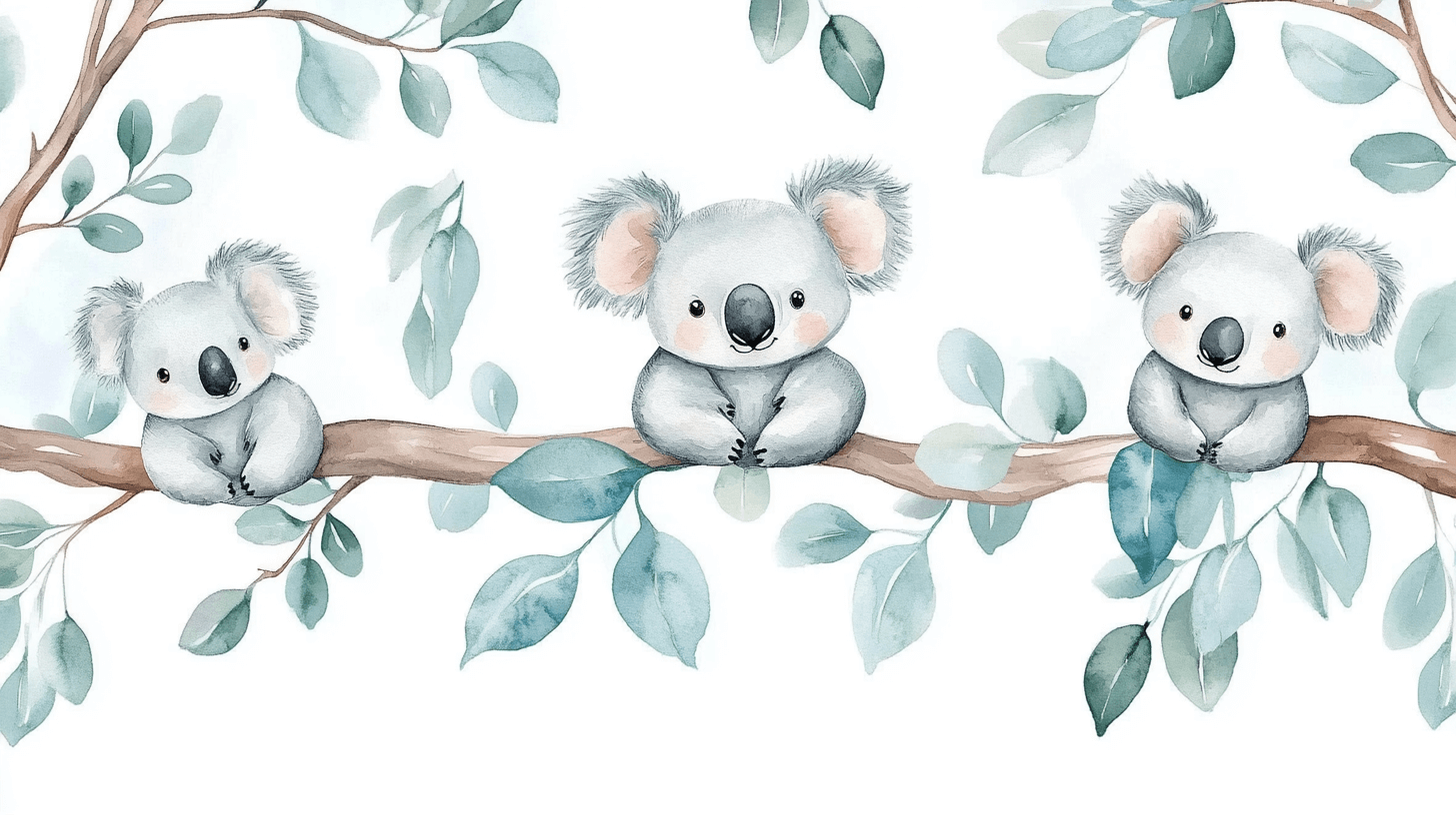 Papier Peint Koala Cocon Pastel