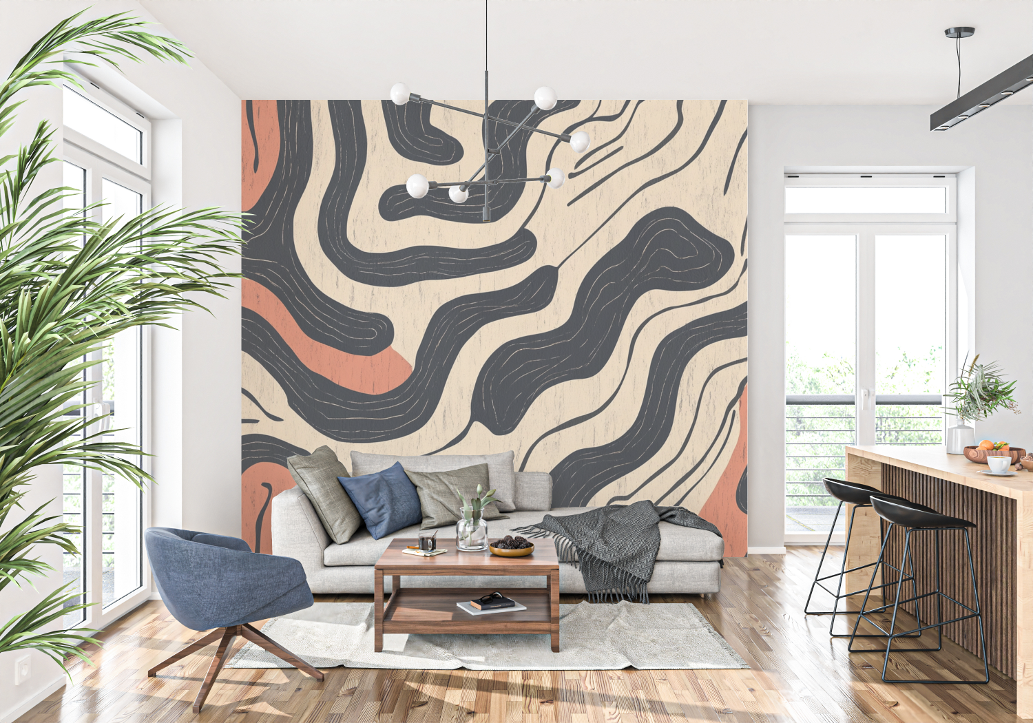 Papier peint terracotta inspiration berbere tapisserie