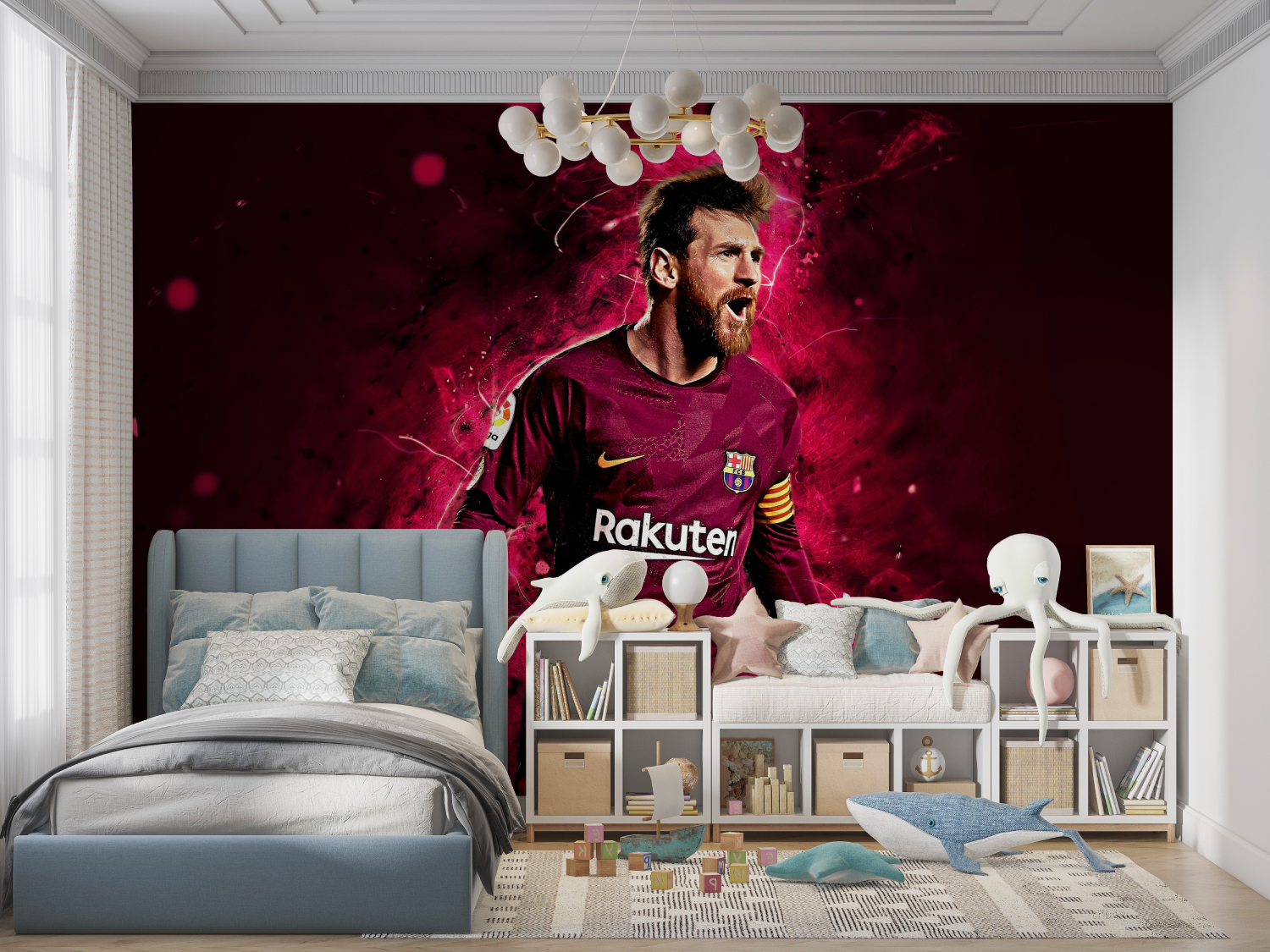 Papier peint messi rouge superstar panoramique garcon