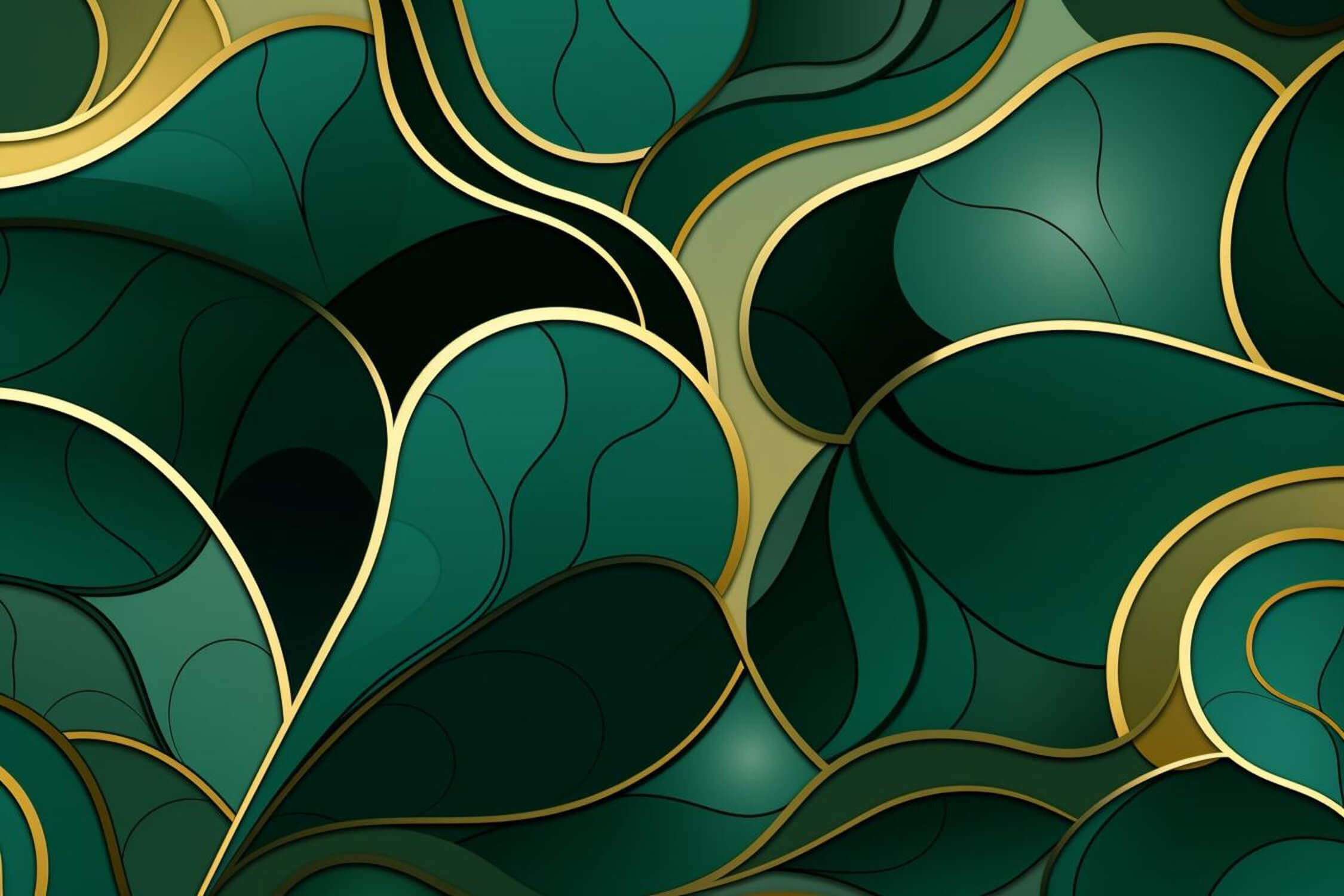 Papier Peint Vert Emeraude Doré