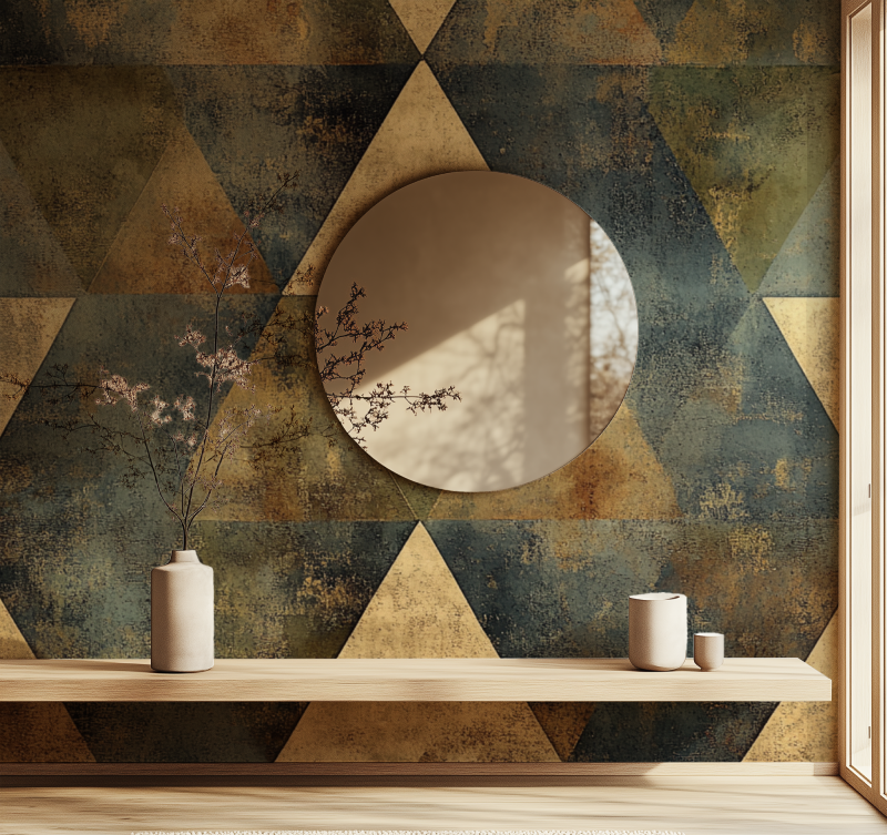 Papier peint vintage triangle 3d miroir