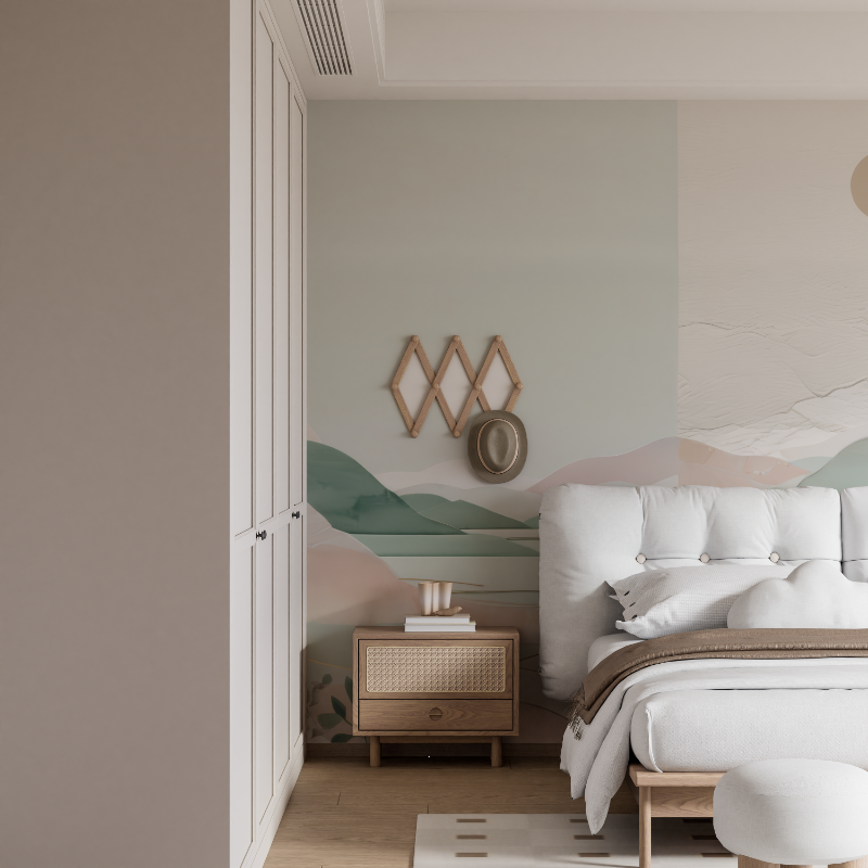 Papier peint aquarelle montagne lac mural