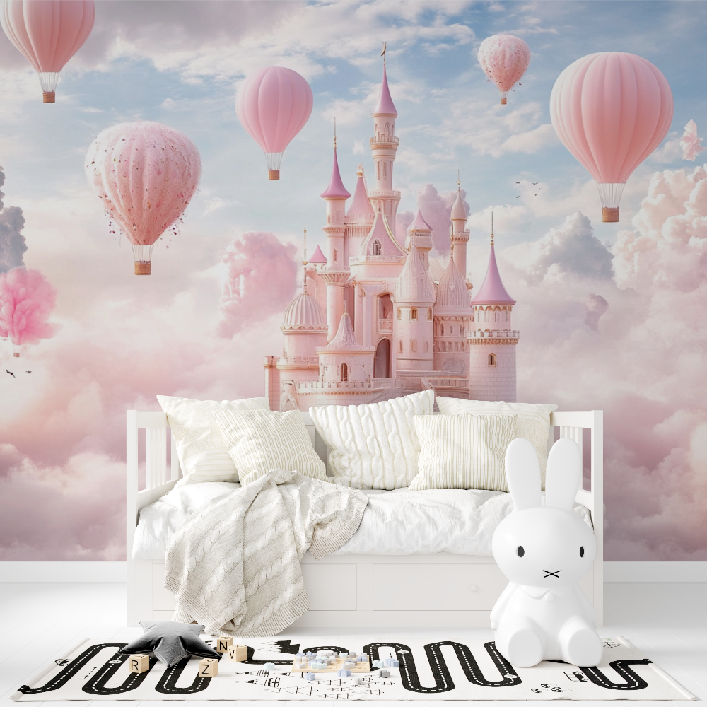 Papier peint princesse ballon et chateau tapisserie fille