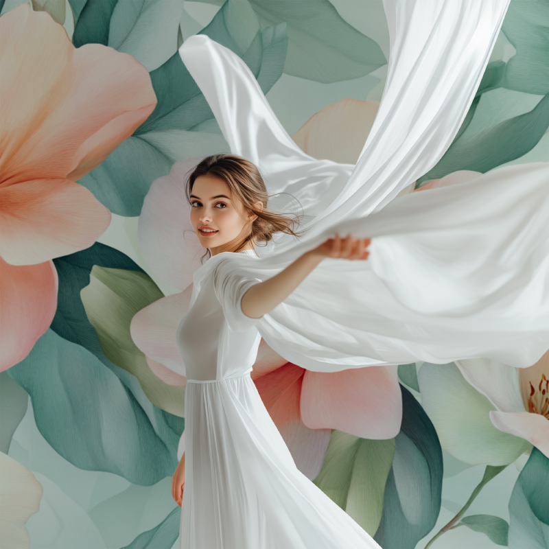 Papier peint fleur moderne en pointe modele