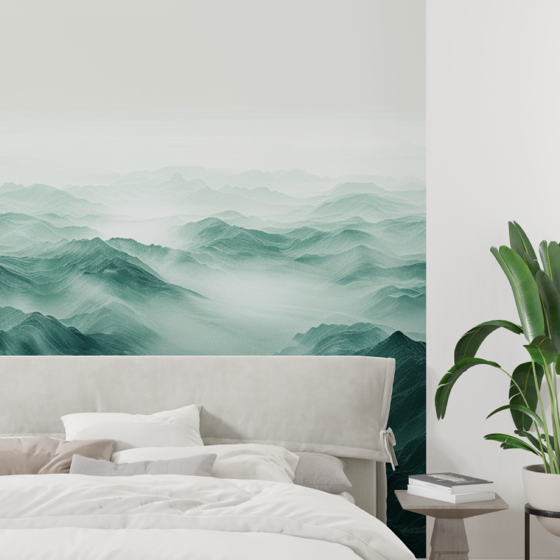 Papier peint salle de bain illu...s vert tapisserie tendance