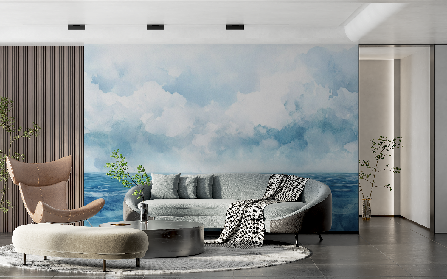 Papier peint aquarelle paysage marin tendance 2024