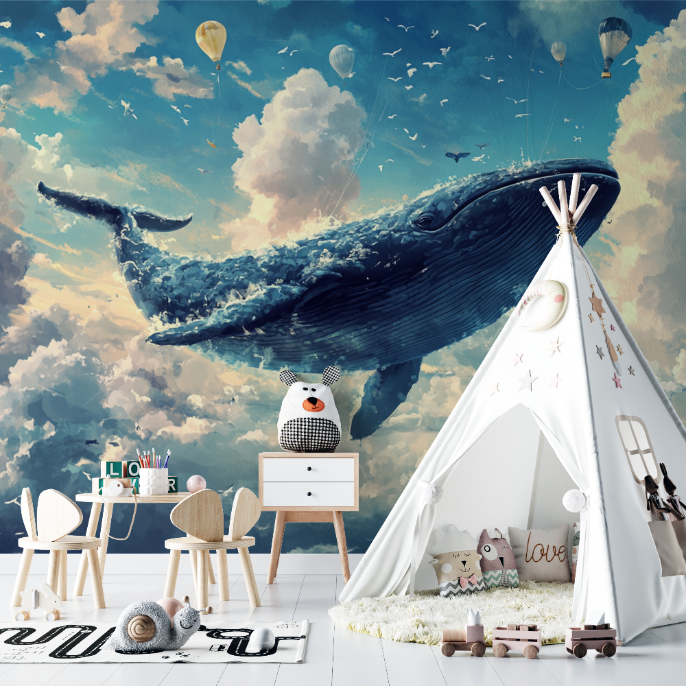 Papier peint marin baleine reveuse chambre bebe