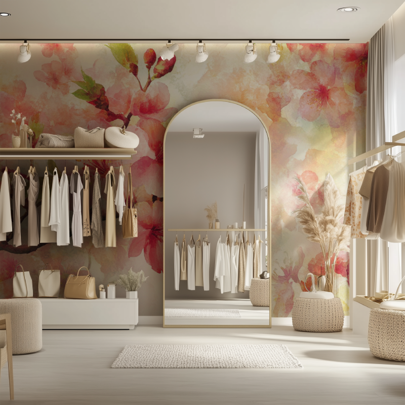 Papier peint fleur japonaise dressing