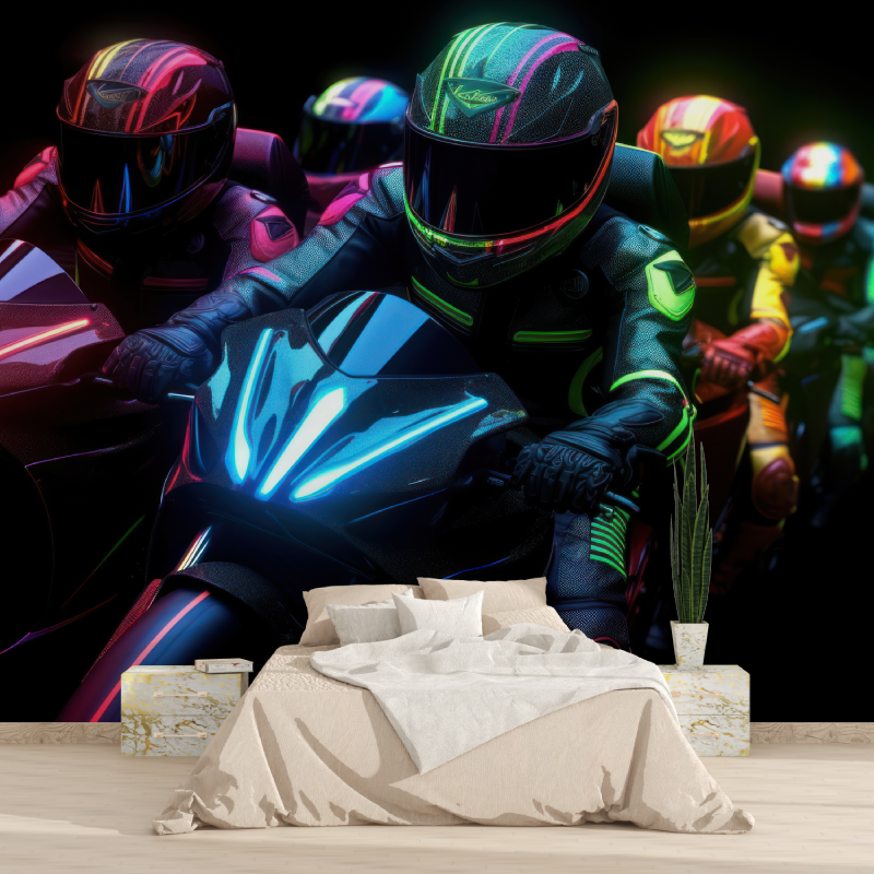 Papier peint pilote motocross led 1815