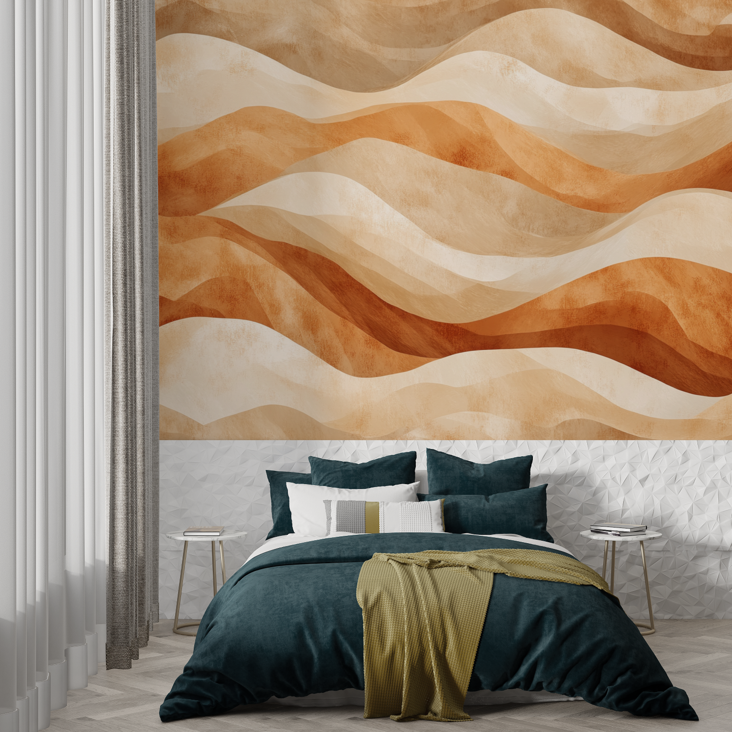 Papier peint terracotta inspiration desert trompe loeil