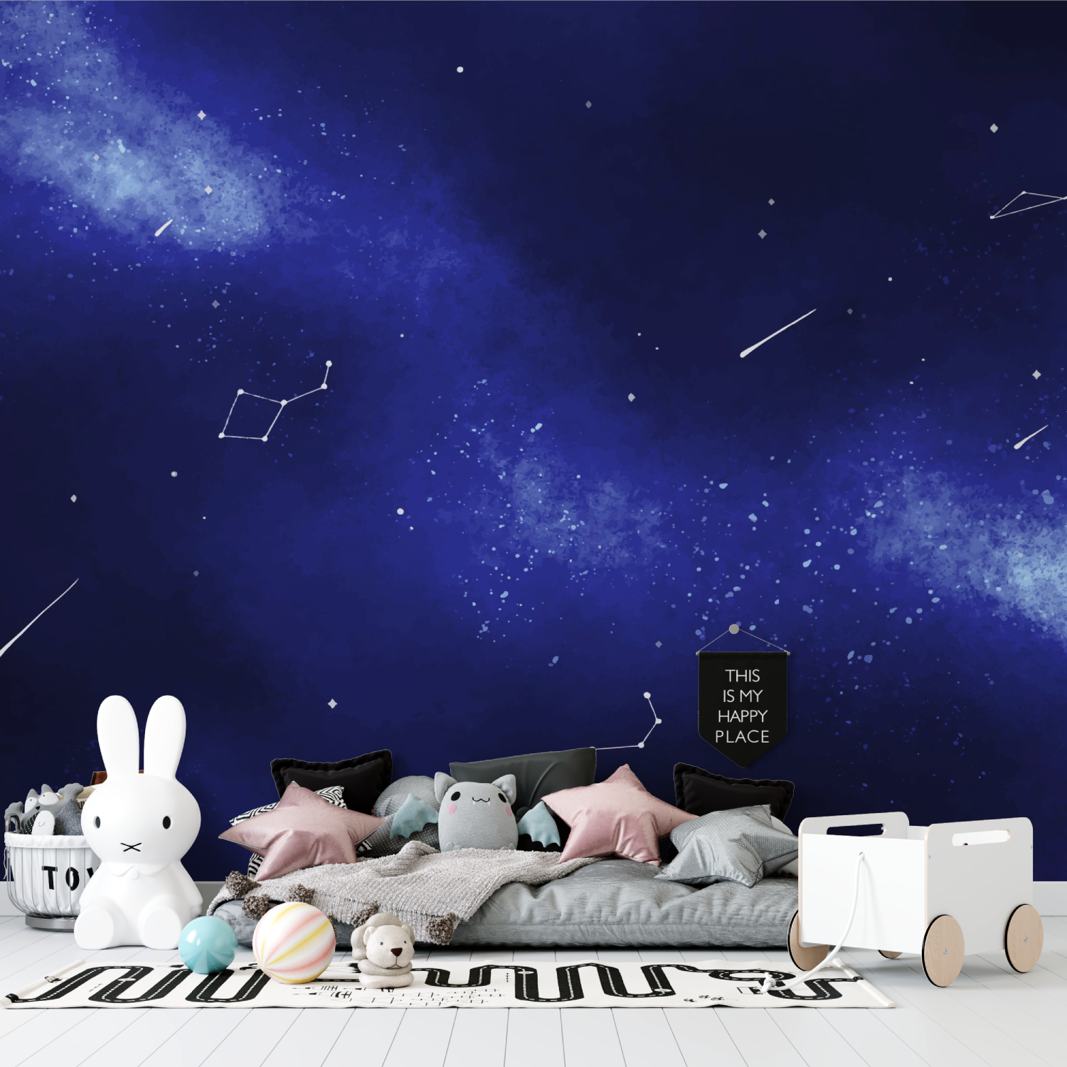 Papier peint bleu espace tapisserie garcon