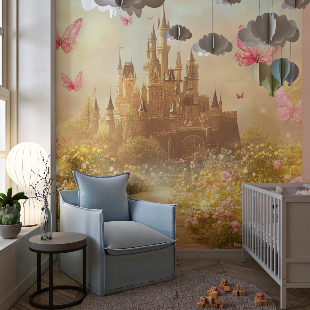 Papier peint princesse chateau deco jardin chambre de fille