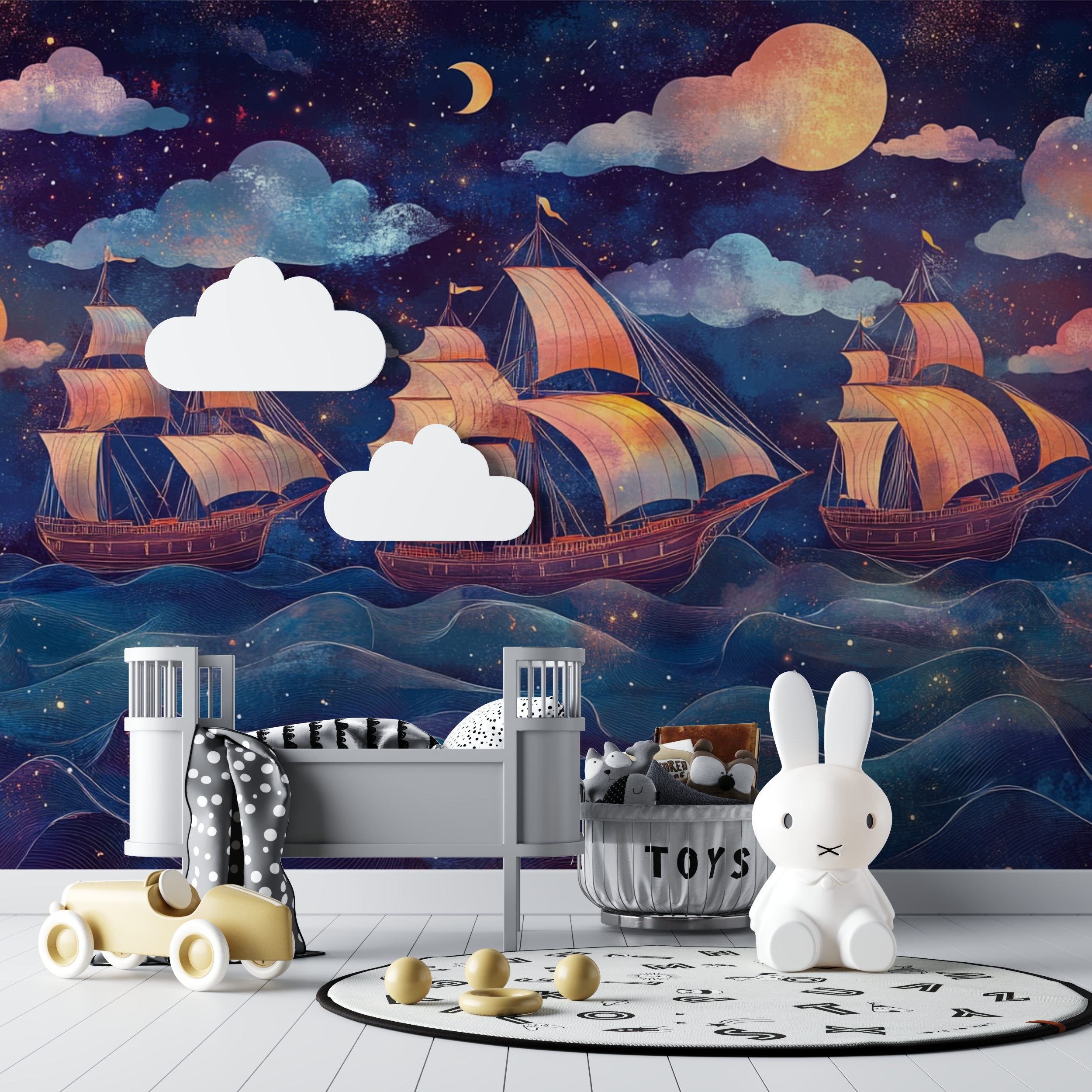 Papier peint marin jolis phares bebe tipi