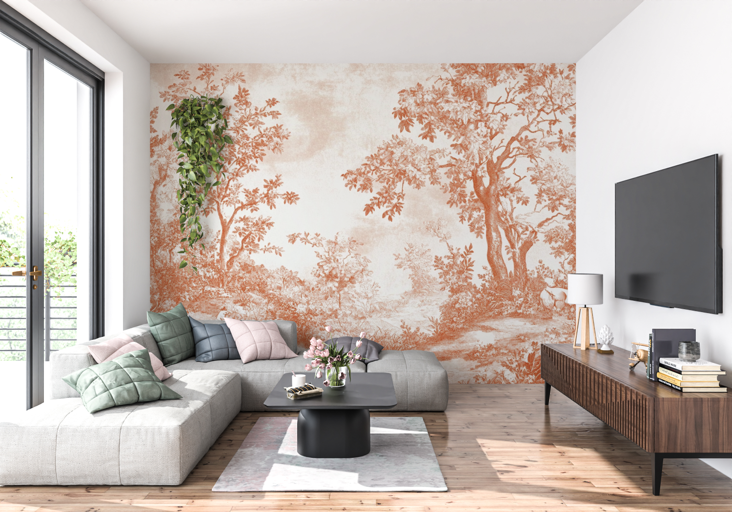 Papier peint terracotta style t... moderne panoramique 4murs