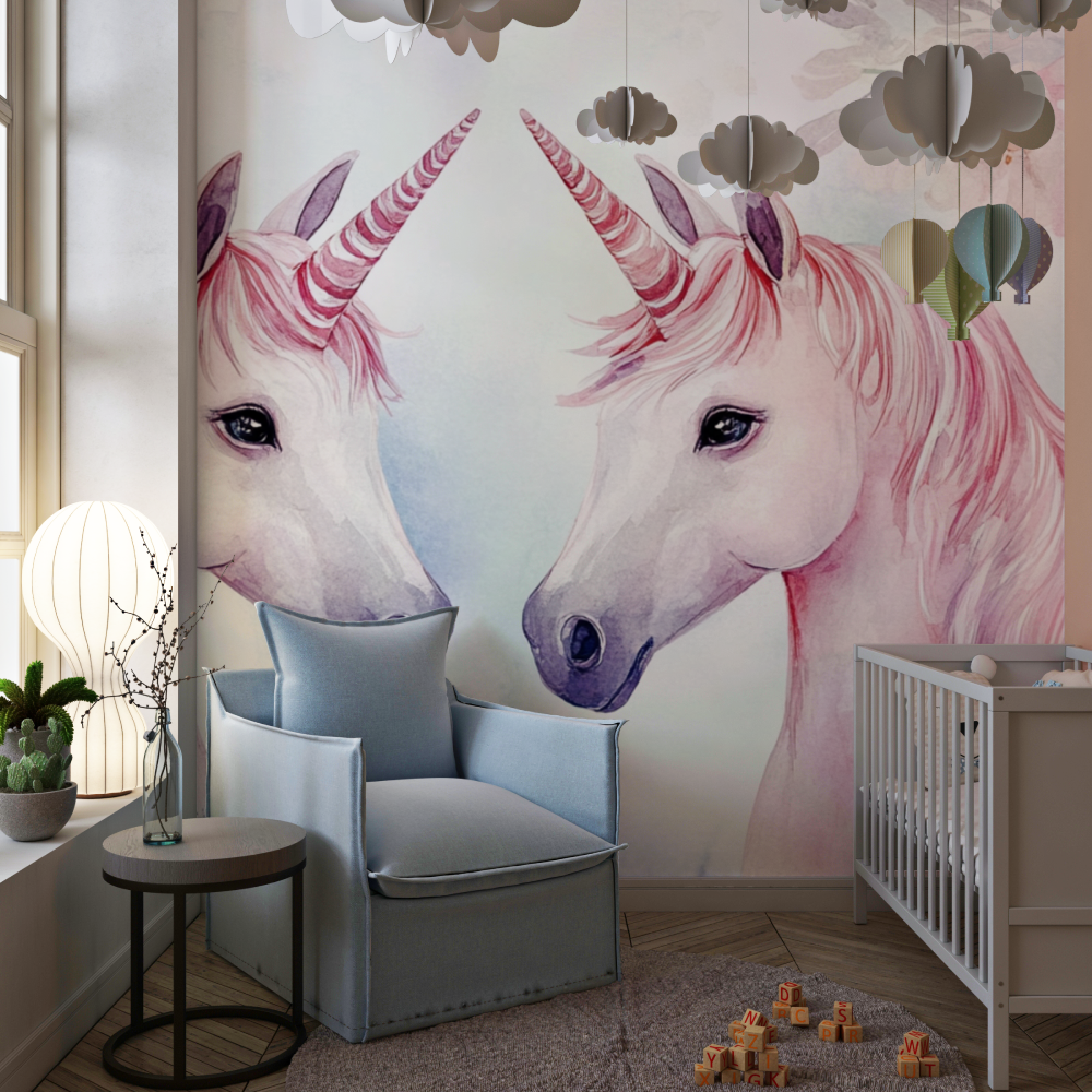 Papier peint tapisserie licorne...bannieres chambre de fille