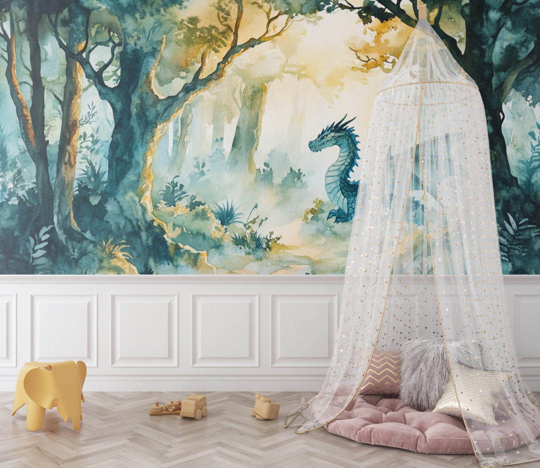 Papier peint animaux la foret du dragon bebe