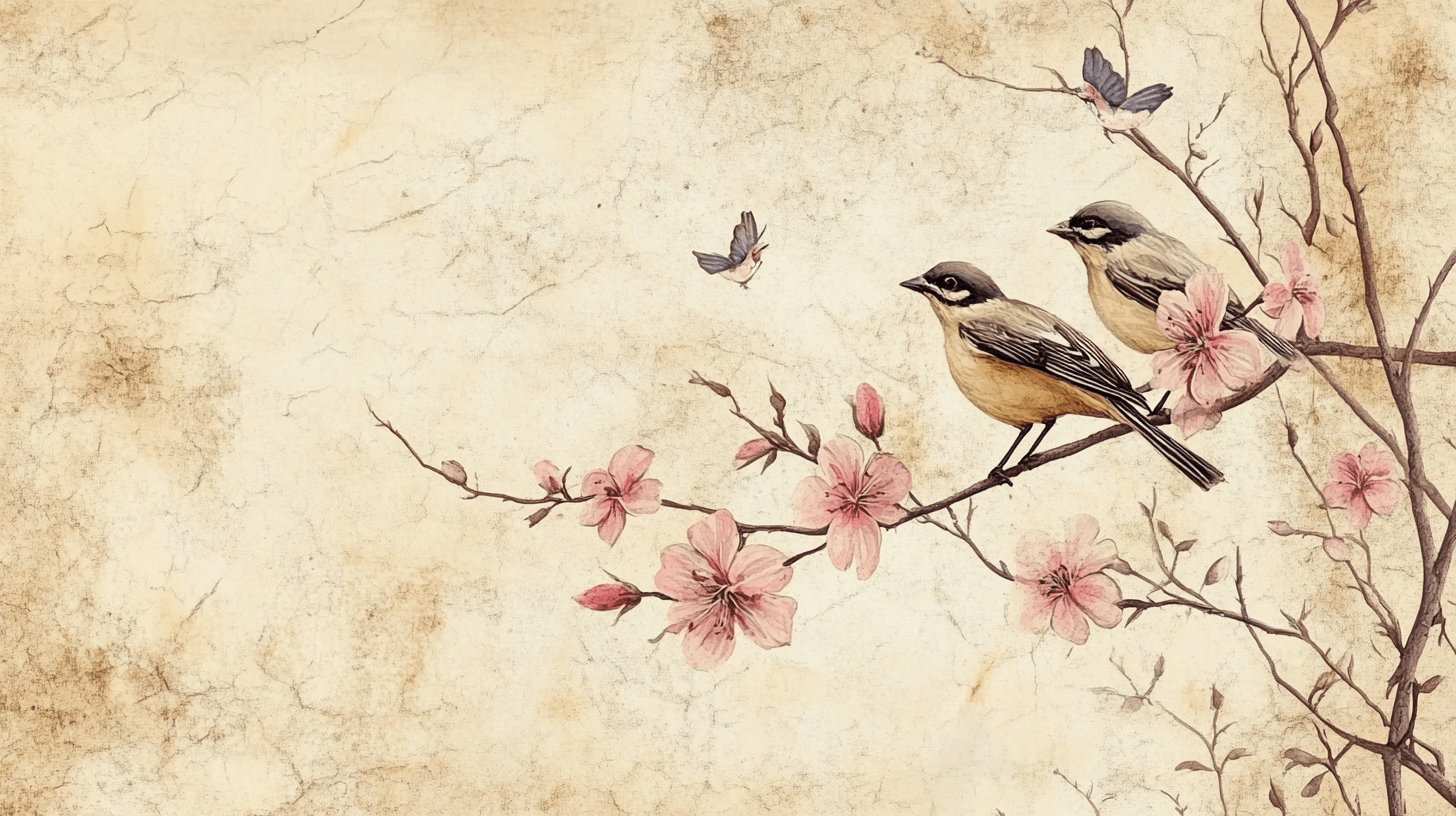 Papier Peint Vintage Fleur Et Oiseau