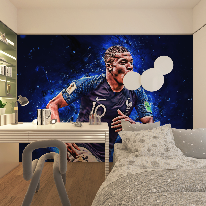 Papier peint chambre garcons 10...mbappe chambre adolescents