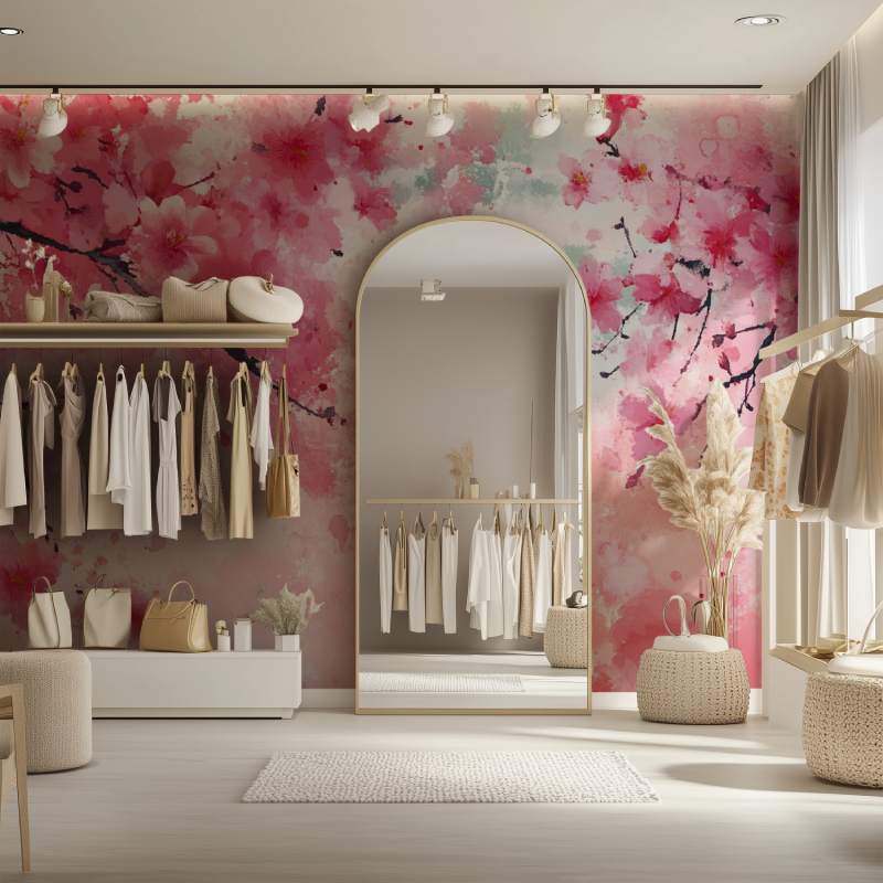 Papier peint fleur japonais dressing