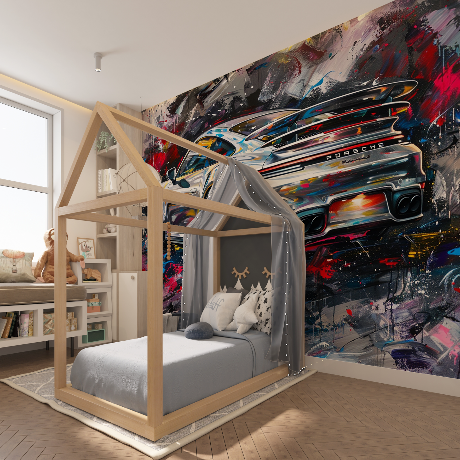 Papier peint voiture porsche tapisserie hero