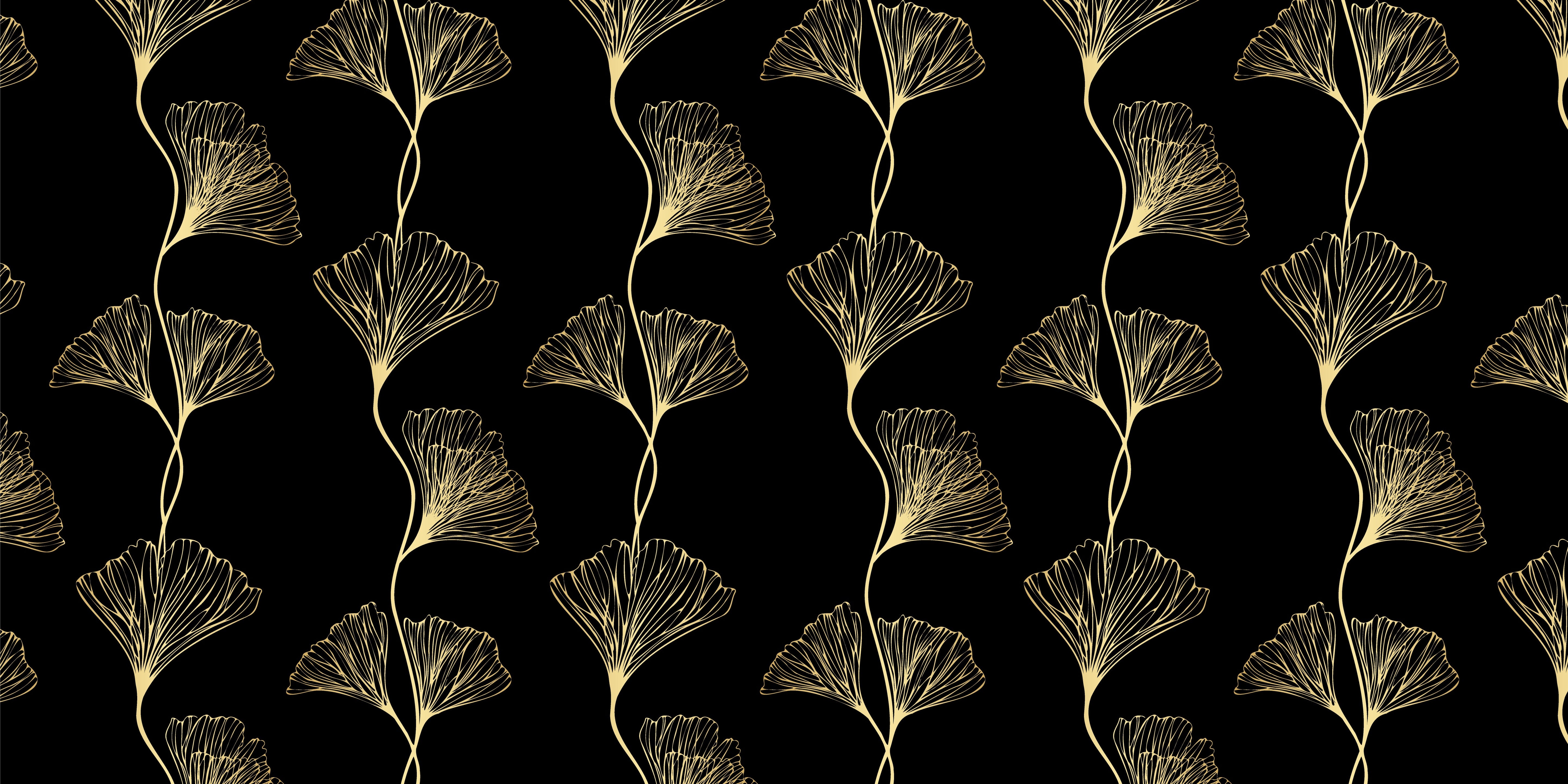 Papier Peint Ginkgo Doré Motif