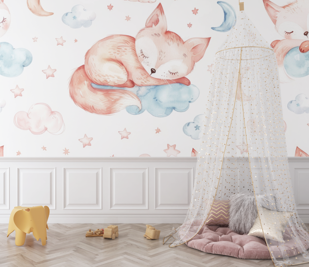 Papier peint renard pour chambre nouveau ne bebe