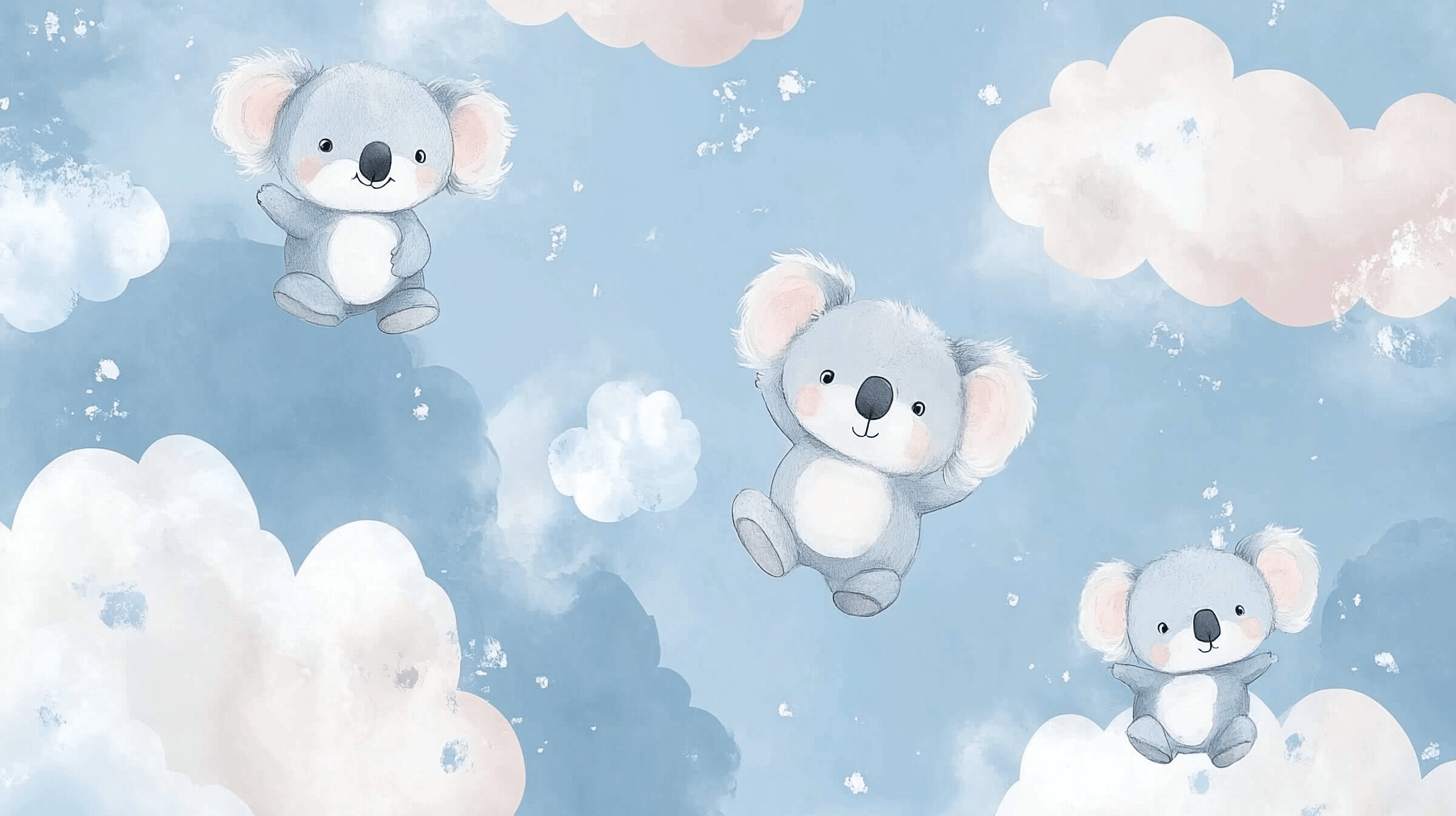 Papier Peint Koala Sur Fond De Ciel Pastel