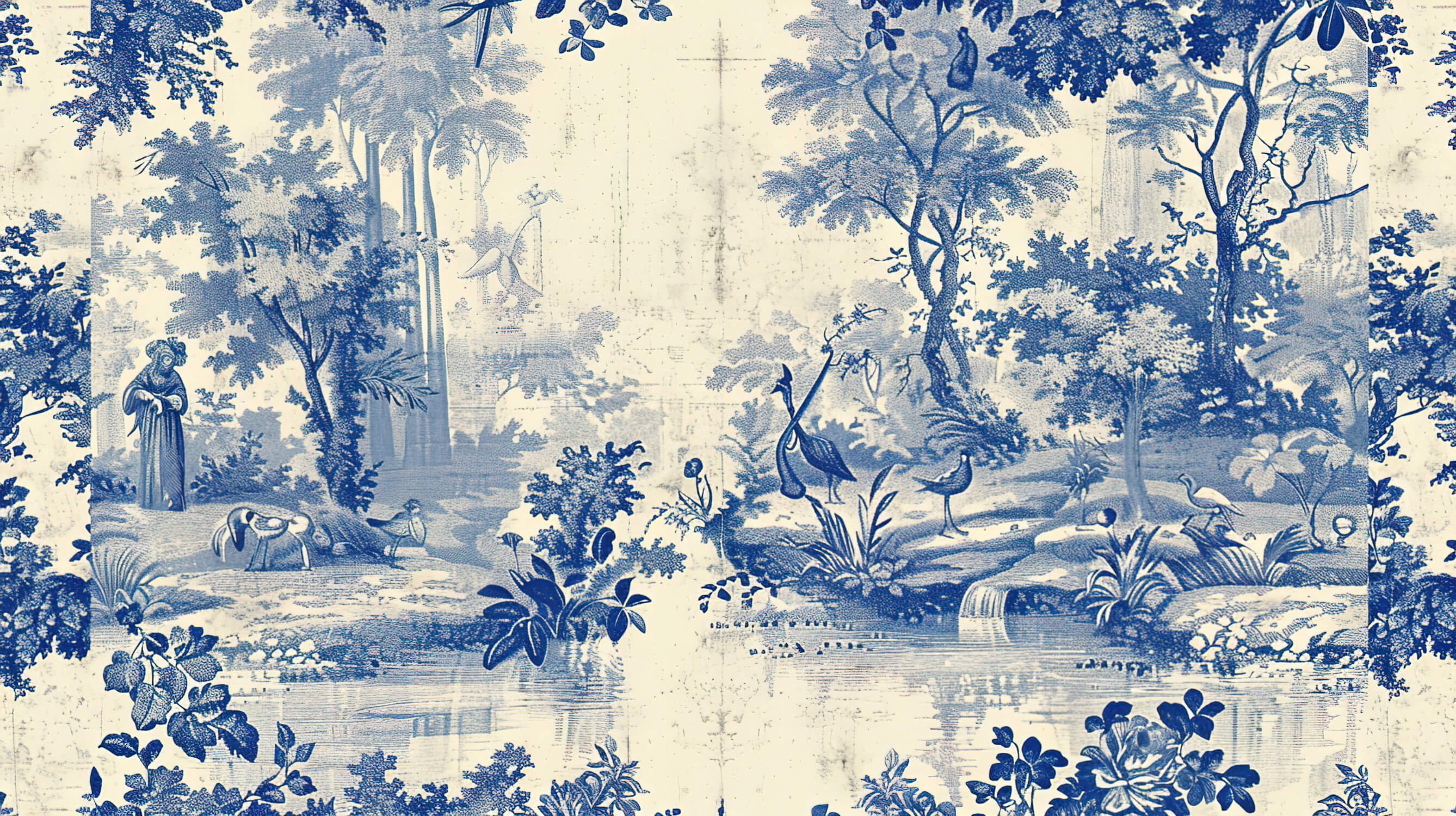 Papier Peint Toile De Jouy Étang Ancien