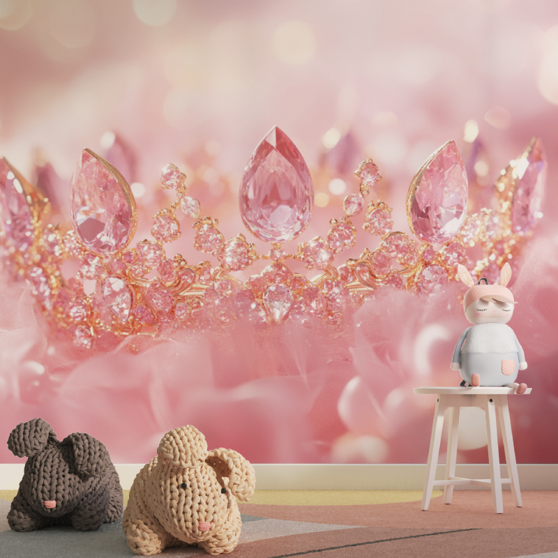 Papier peint princesse couronne...mant tapisserie pour fille