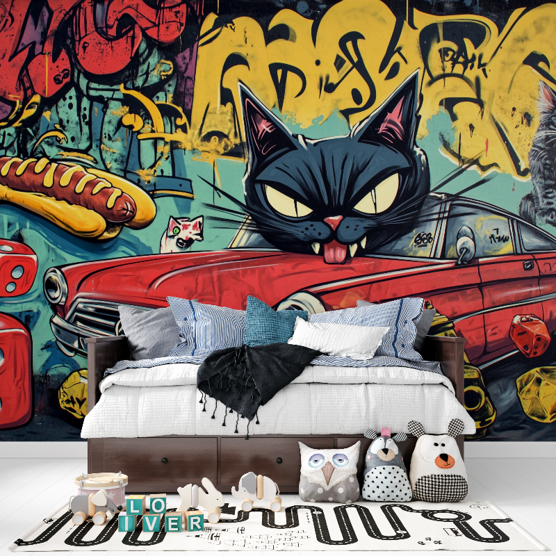 Papier peint graffiti voiture enfant tapisserie pour ado