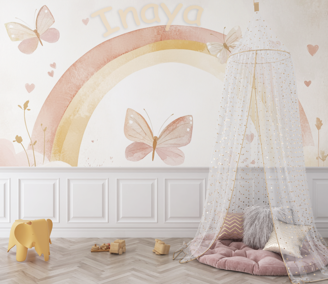 Papier peint prenom terracotta bebe