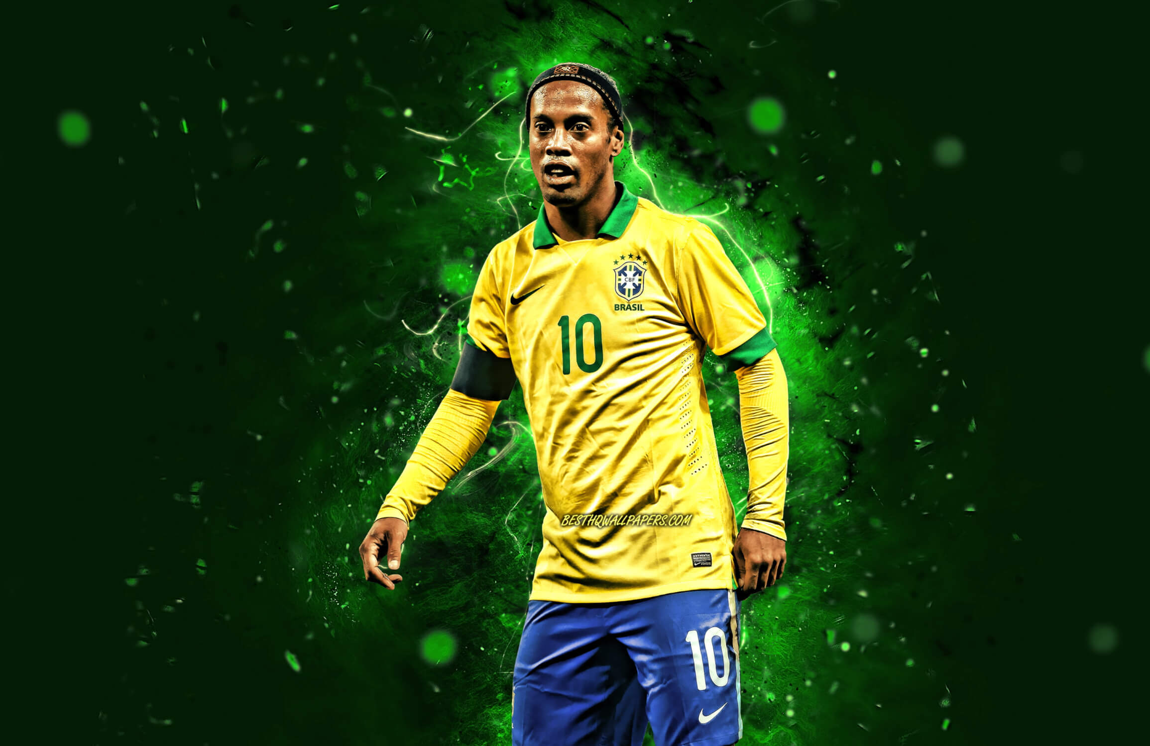 Papier Peint Joueurr De Foot Ronaldinho Vert