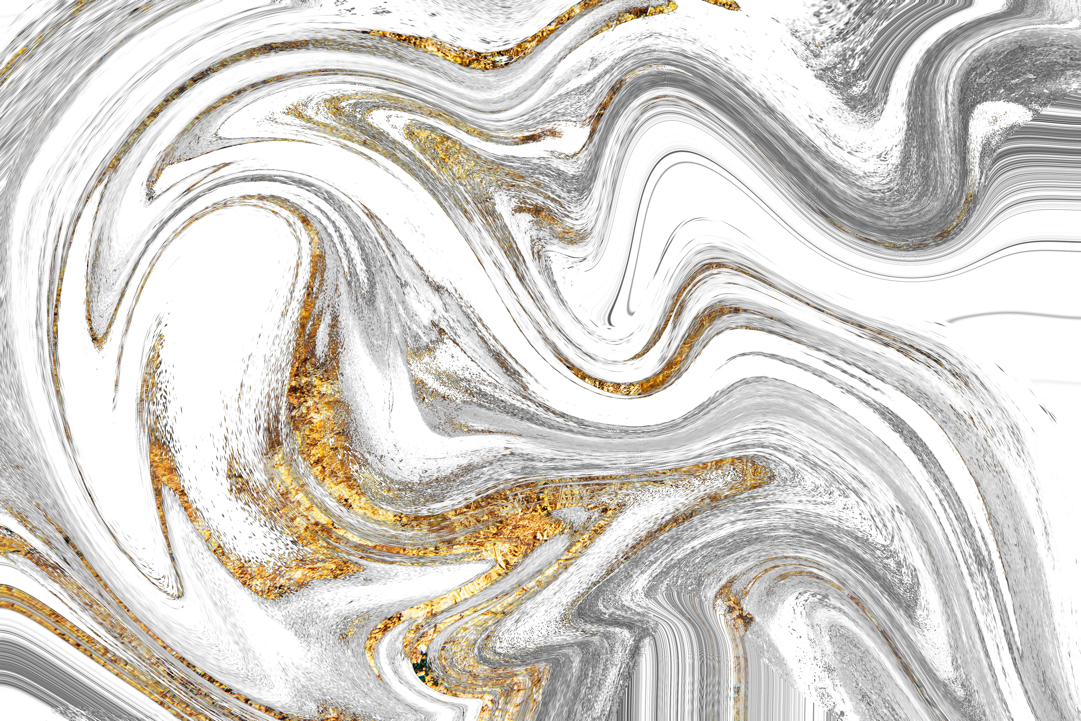 Papier Peint Fluide Gris Et Doré