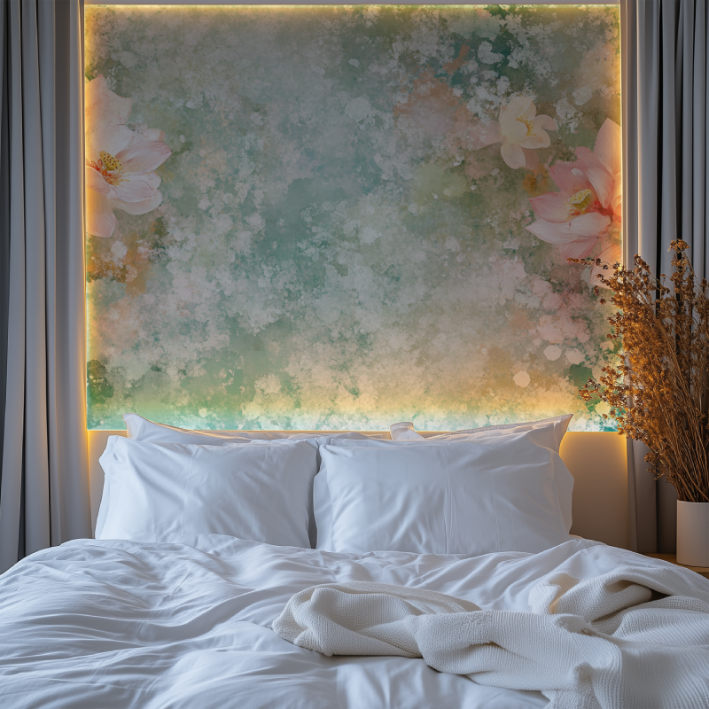 Papier peint fleur de lotus chambre tendanc