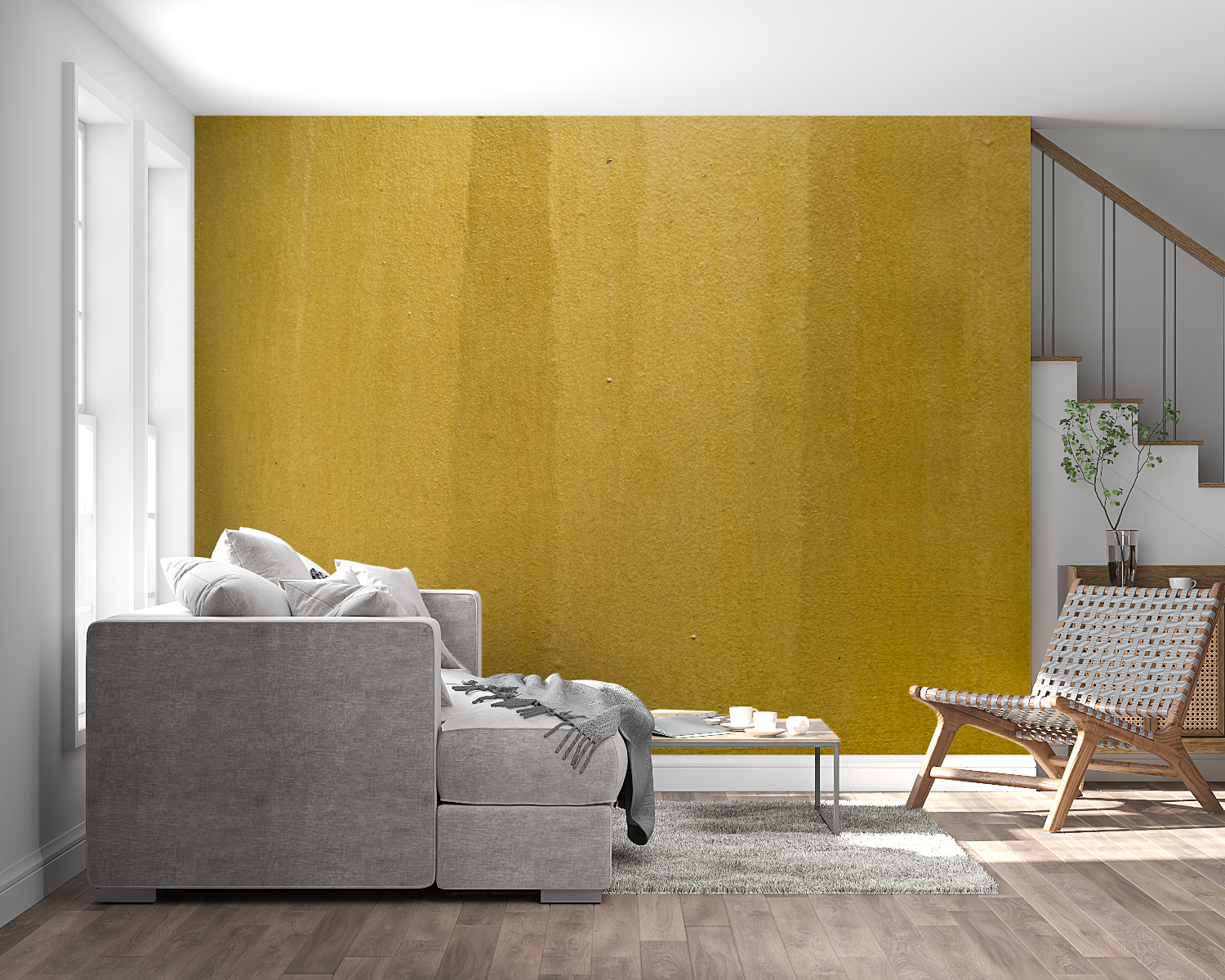 Papier Peint Doré Uni Texturé - panoramique mural