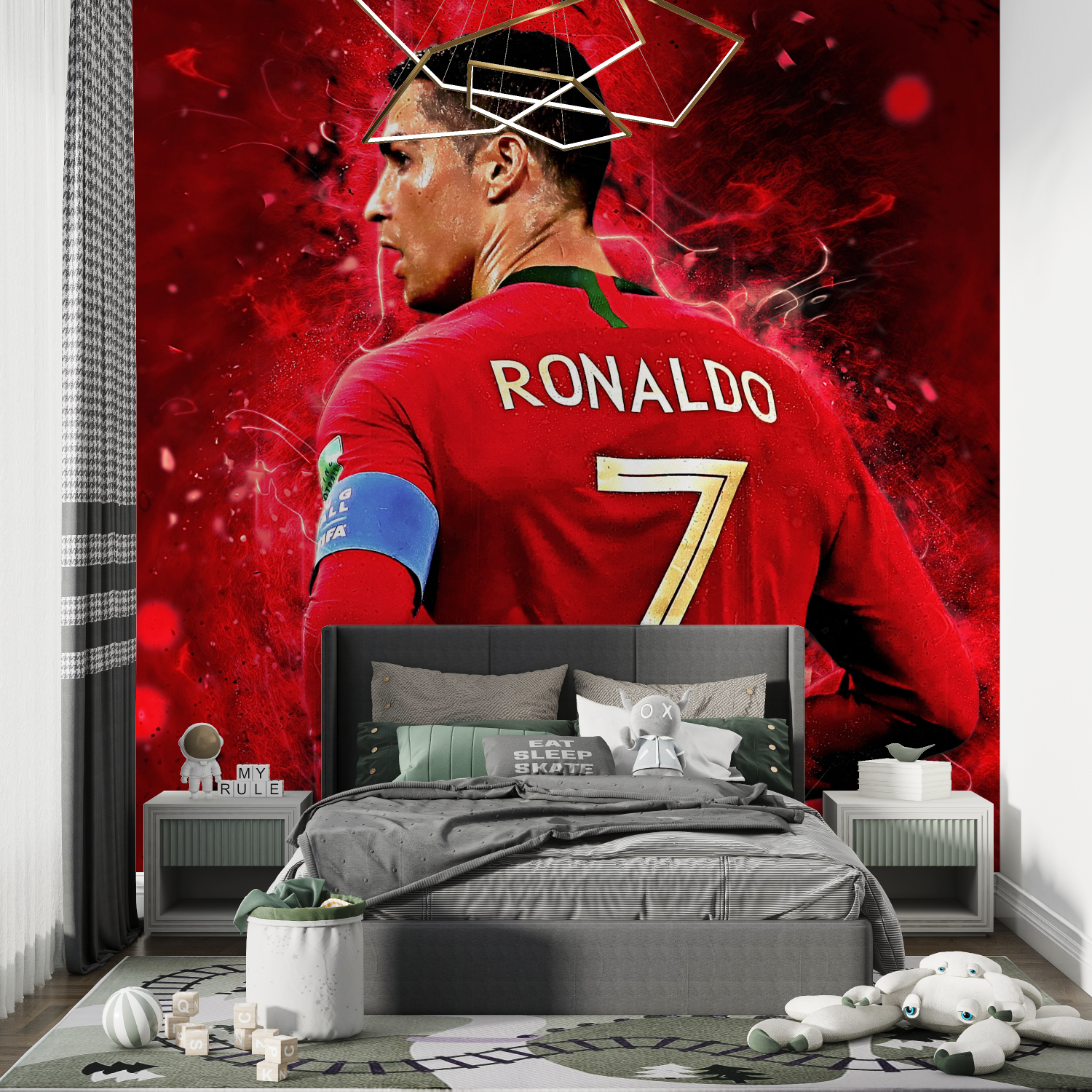 Papier peint foot ronaldo rouge chambre de garcon